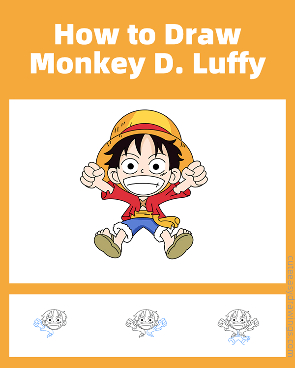 how to draw monkey d luffy - www.cuteeasydrawings.com