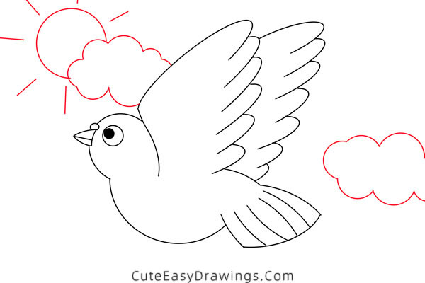 how to draw a pigeon - www.cuteeasydrawings.com