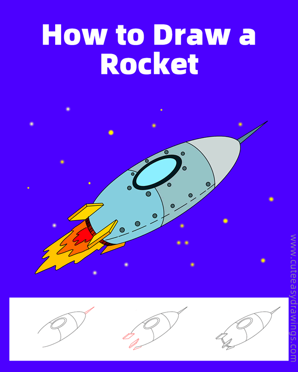 how to draw a rocket - www.cuteeasydrawings.com