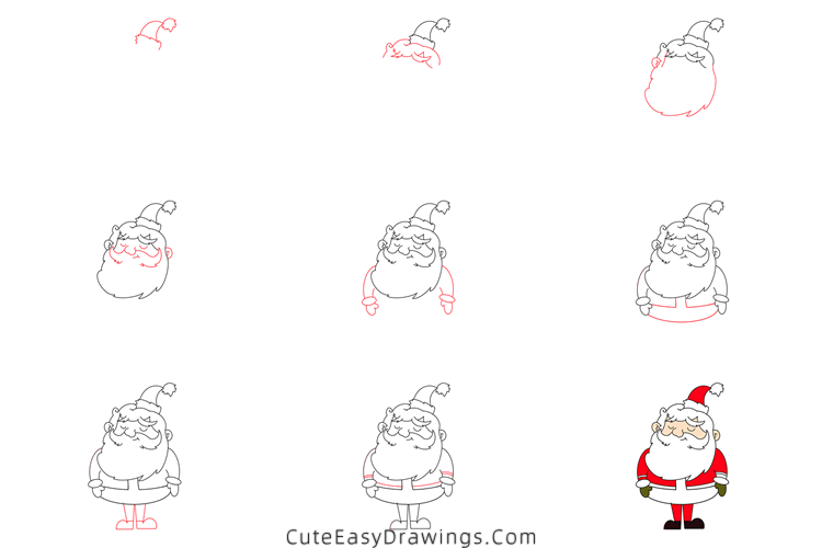 how to draw santa claus - www.cuteeasydrawings.com