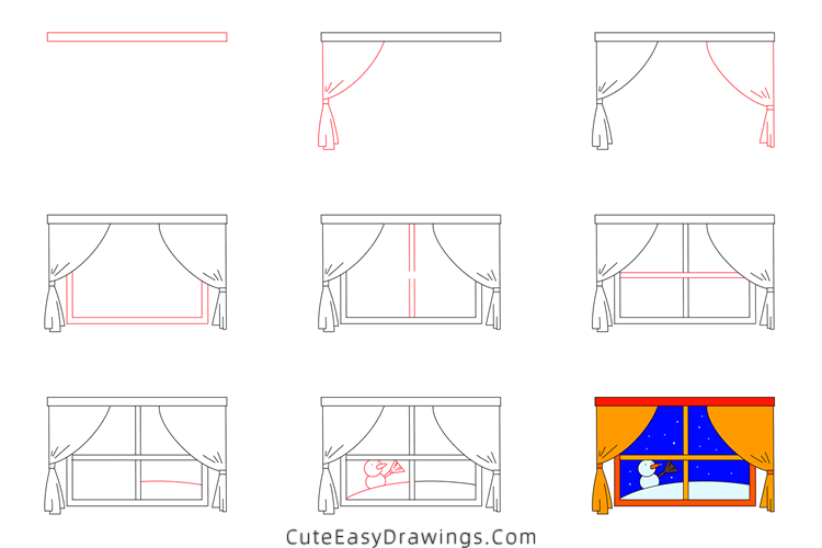 how to draw a winter window - www.cuteeasydrawings.com