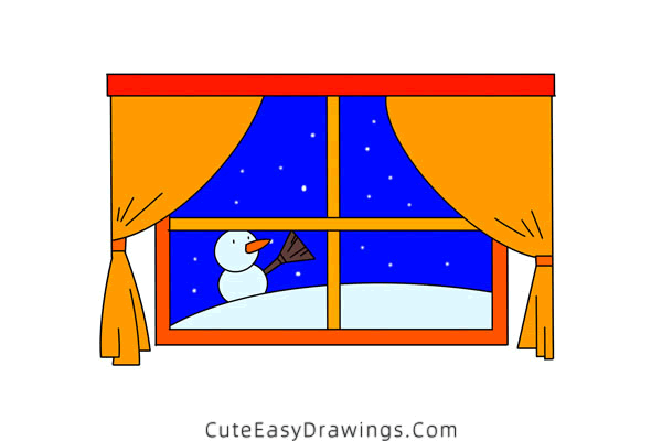 how to draw a winter window - www.cuteeasydrawings.com