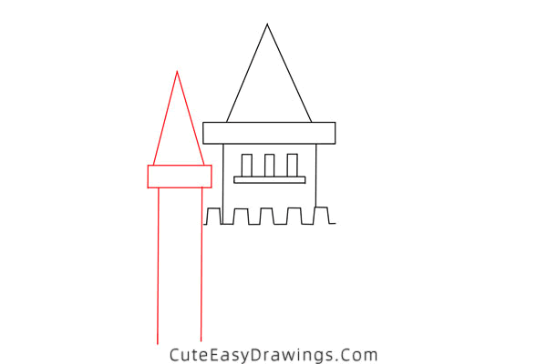 how to draw a castle - www.cuteeasydrawings.com