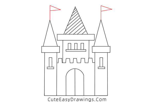 how to draw a castle - www.cuteeasydrawings.com