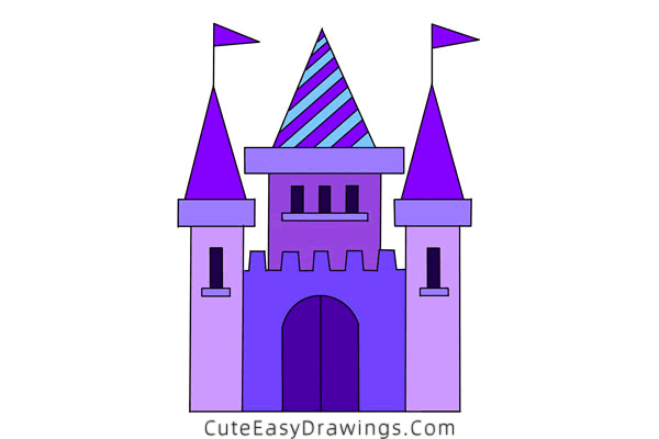 how to draw a castle - www.cuteeasydrawings.com