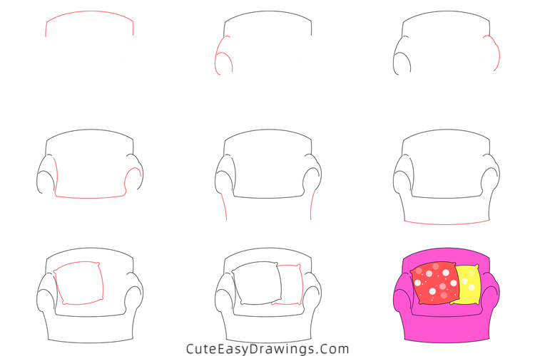 how to draw a single sofa - www.cuteeasydrawings.com