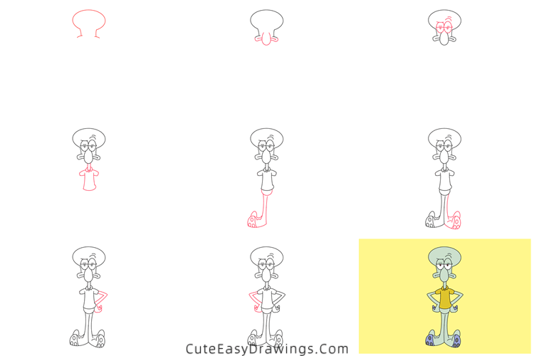 how to draw squidward tentacles - www.cuteeasydrawings.com