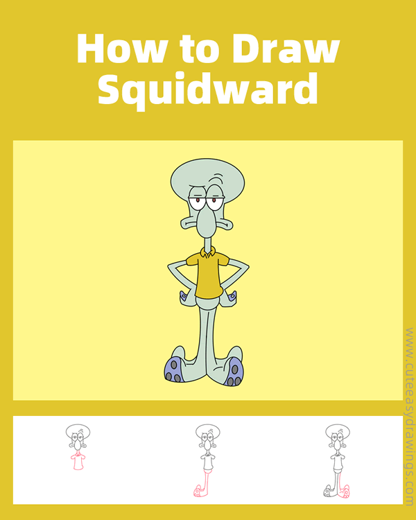 how to draw squidward tentacles - www.cuteeasydrawings.com