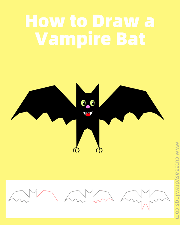 how to draw a halloween bat - www.cuteeasydrawings.com