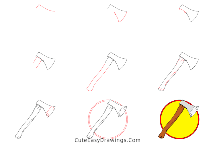 how to draw an axe - www.cuteeasydrawings.com