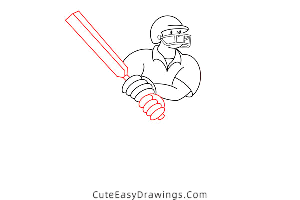 how to draw a cricketer - www.cuteeasydrawings.com