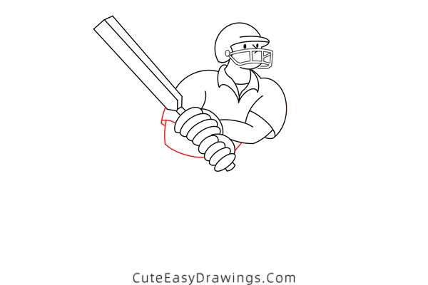 how to draw a cricketer - www.cuteeasydrawings.com