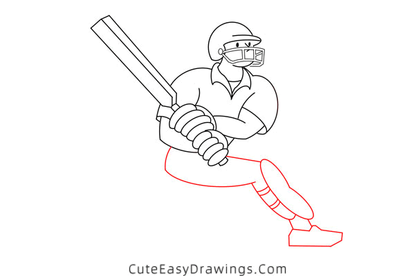 how to draw a cricketer - www.cuteeasydrawings.com