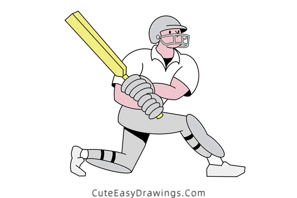 how to draw a cricketer - www.cuteeasydrawings.com