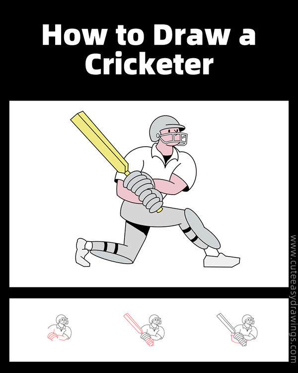 how to draw a cricketer - www.cuteeasydrawings.com