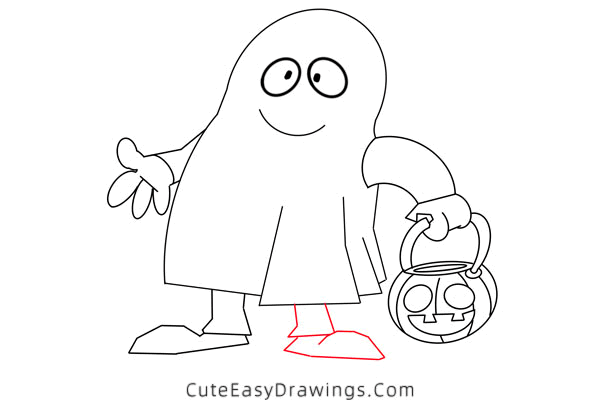 how to draw a boy in ghost costume - www.cuteeasydrawings.com