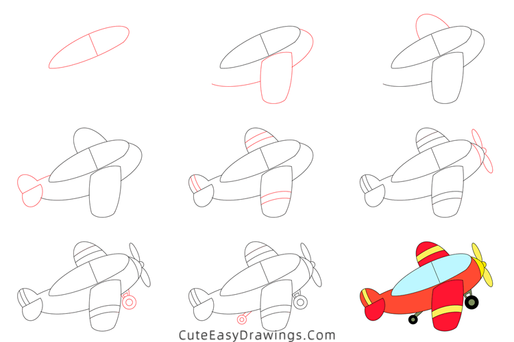 how to draw a small plane - www.cuteeasydrawings.com