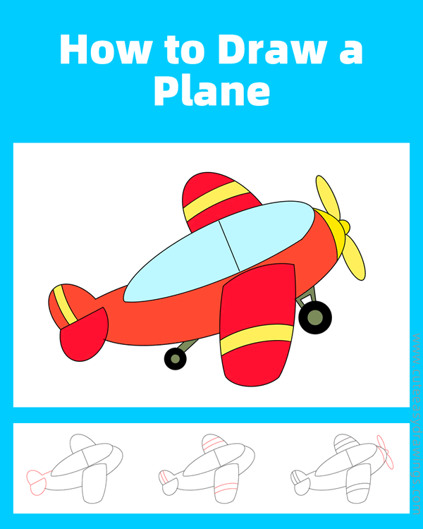 how to draw a small plane - www.cuteeasydrawings.com