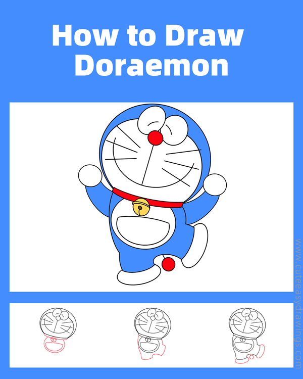 how to draw doraemon - www.cuteeasydrawings.com