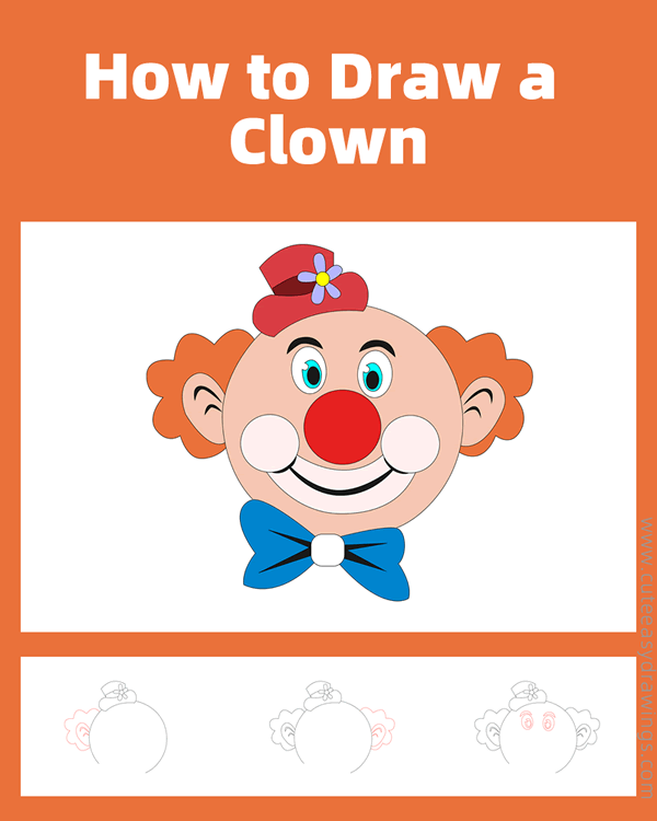 how to draw a clown face - www.cuteeasydrawings.com