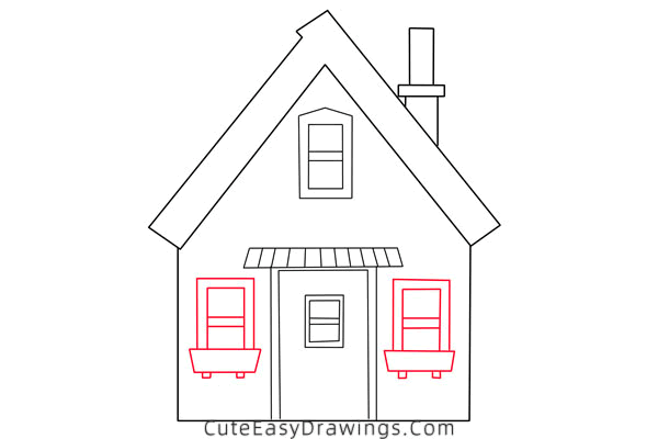 how to draw a cabin - www.cuteeasydrawings.com