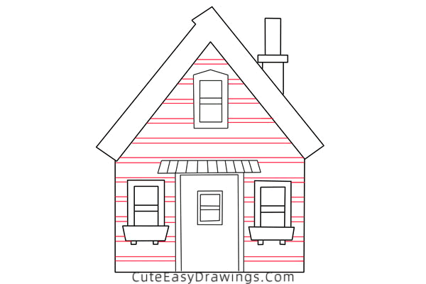 how to draw a cabin - www.cuteeasydrawings.com