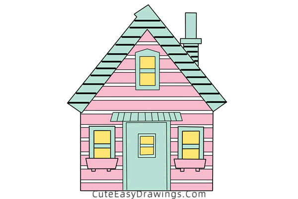 how to draw a cabin - www.cuteeasydrawings.com