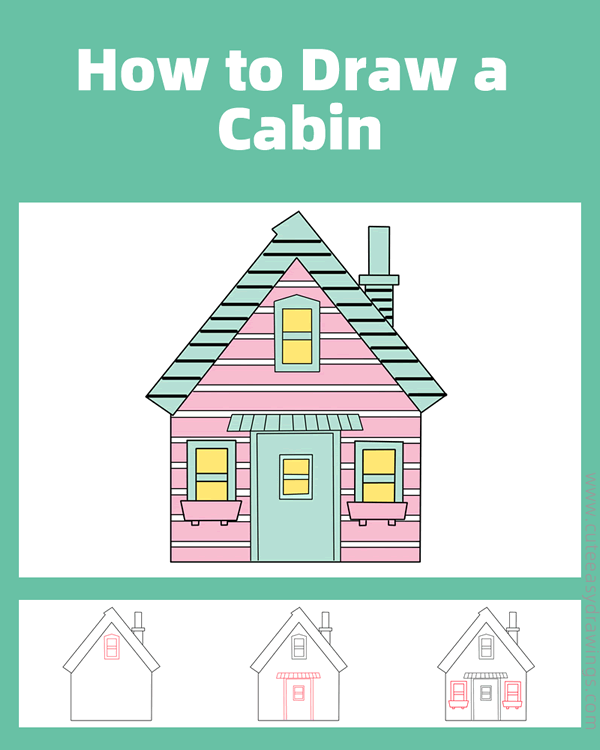 How to Draw a Cabin Step by Step Cute Easy Drawings