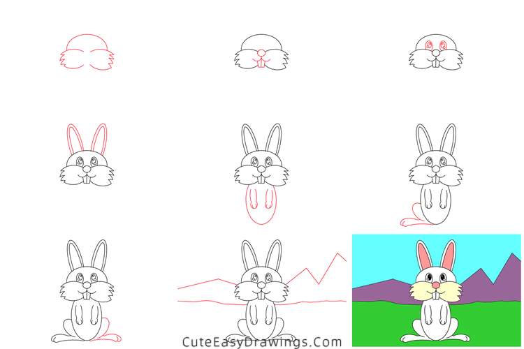 how to draw a rabbit - www.cuteeasydrawings.com