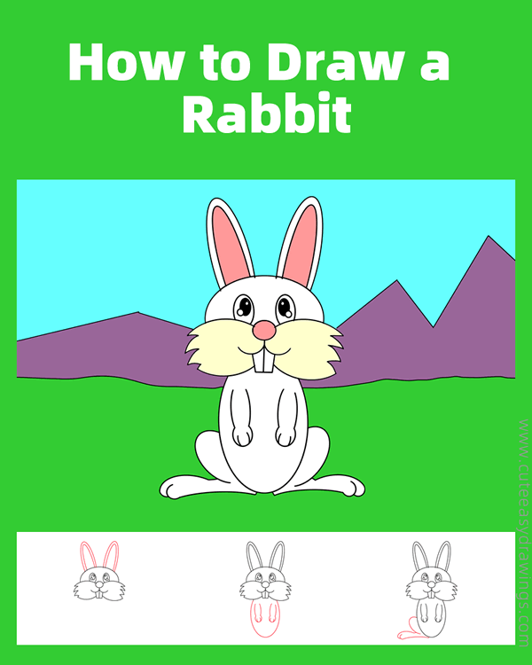 how to draw a rabbit - www.cuteeasydrawings.com