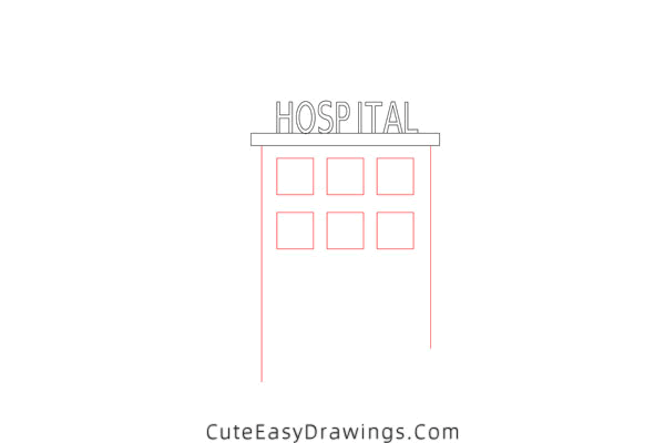 how to draw a hospital - www.cuteeasydrawings.com