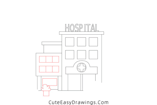 how to draw a hospital - www.cuteeasydrawings.com