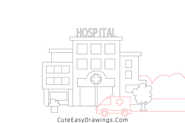 how to draw a hospital - www.cuteeasydrawings.com