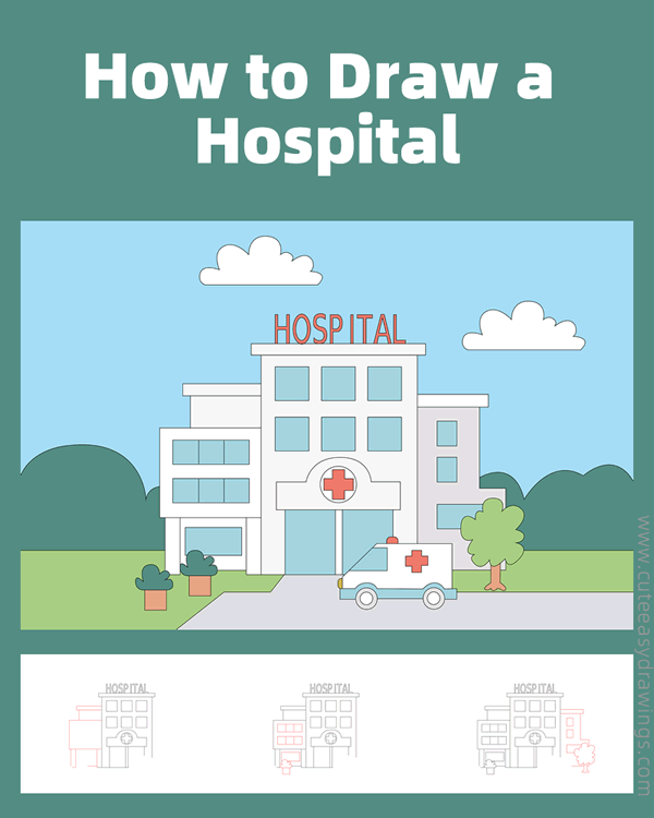 How to Draw a Hospital Step by Step Cute Easy Drawings