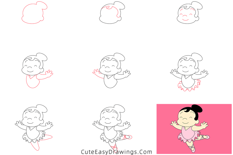 how to draw a ballerina - www.cuteeasydrawings.com