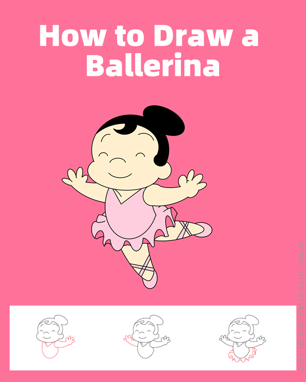 how to draw a ballerina - www.cuteeasydrawings.com