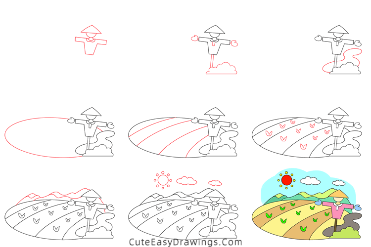 how to draw farmland - www.cuteeasydrawings.com