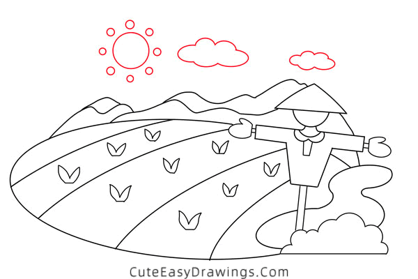 how to draw farmland - www.cuteeasydrawings.com