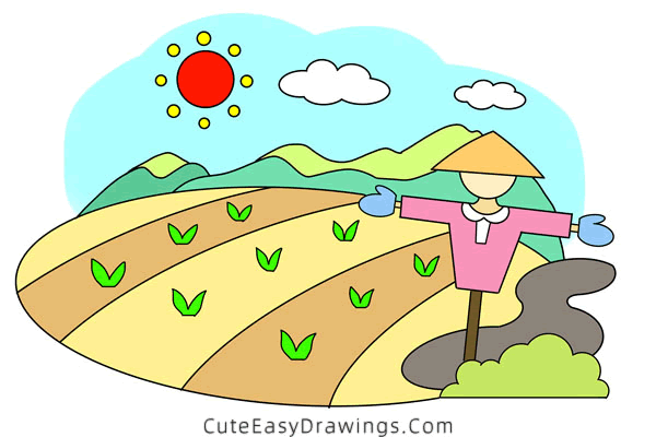 how to draw farmland - www.cuteeasydrawings.com