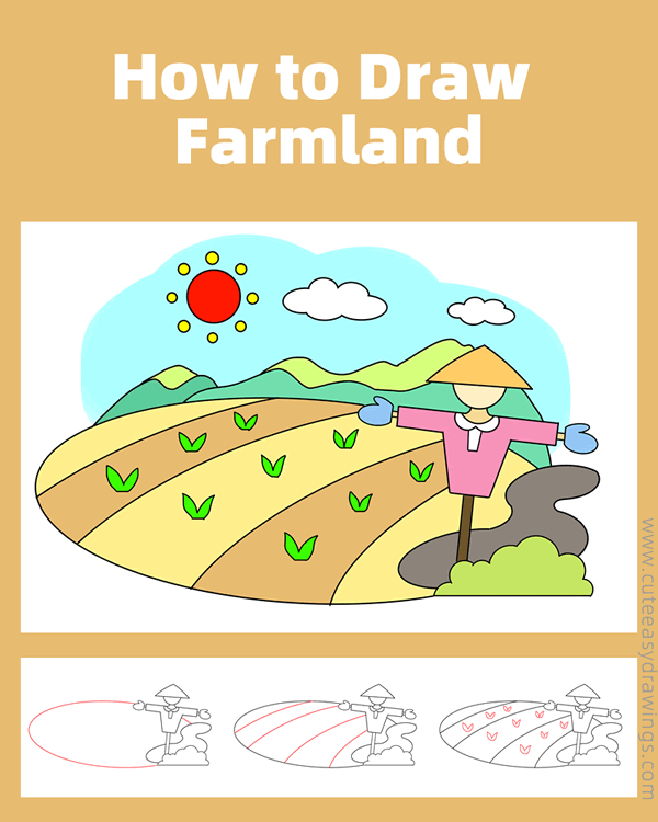How to Draw Farmland Step by Step Cute Easy Drawings