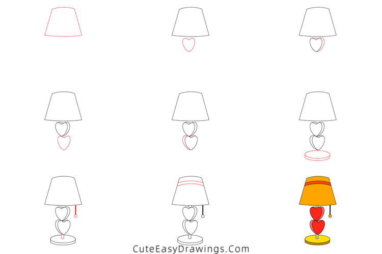 how to draw a table lamp - www.cuteeasydrawings.com