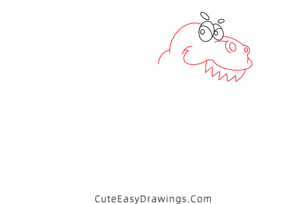 how to draw a t rex - www.cuteeasydrawings.com