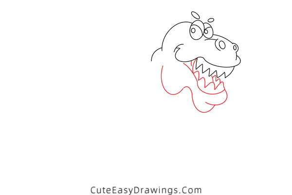 how to draw a t rex - www.cuteeasydrawings.com