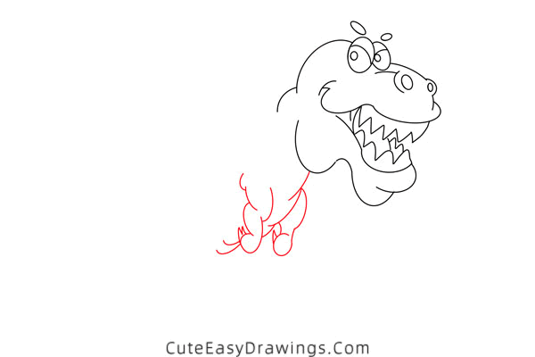 how to draw a t rex - www.cuteeasydrawings.com