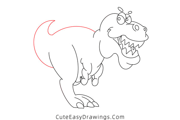 how to draw a t rex - www.cuteeasydrawings.com