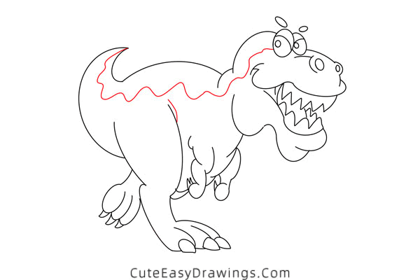 how to draw a t rex - www.cuteeasydrawings.com