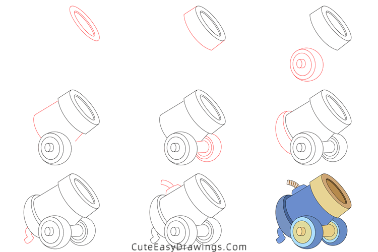 How to Draw a Cannon Step by Step Cute Easy Drawings