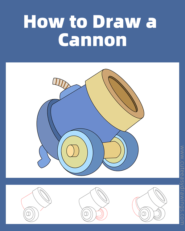 how to draw a cannon - www.cuteeasydrawings.com