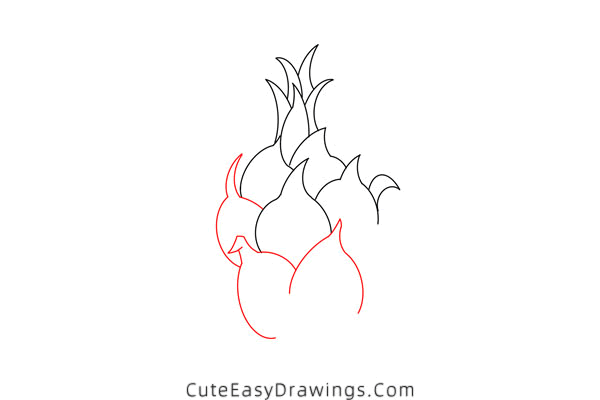 how to draw a dragon fruit - www.cuteeasydrawings.com