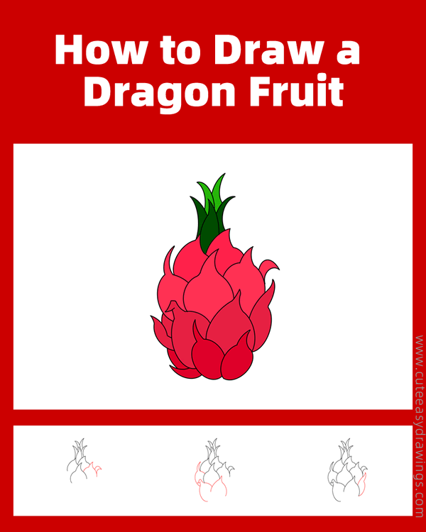 how to draw a dragon fruit - www.cuteeasydrawings.com